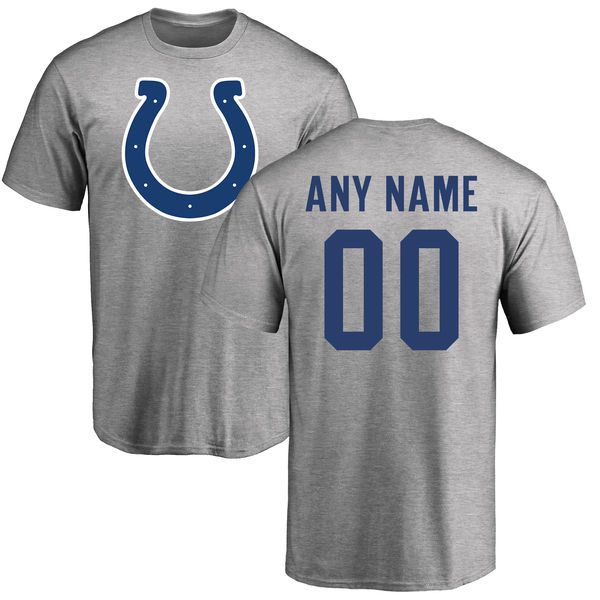 Men Indianapolis Colts NFL Pro Line Ash Custom Name and Number Logo T-Shirt